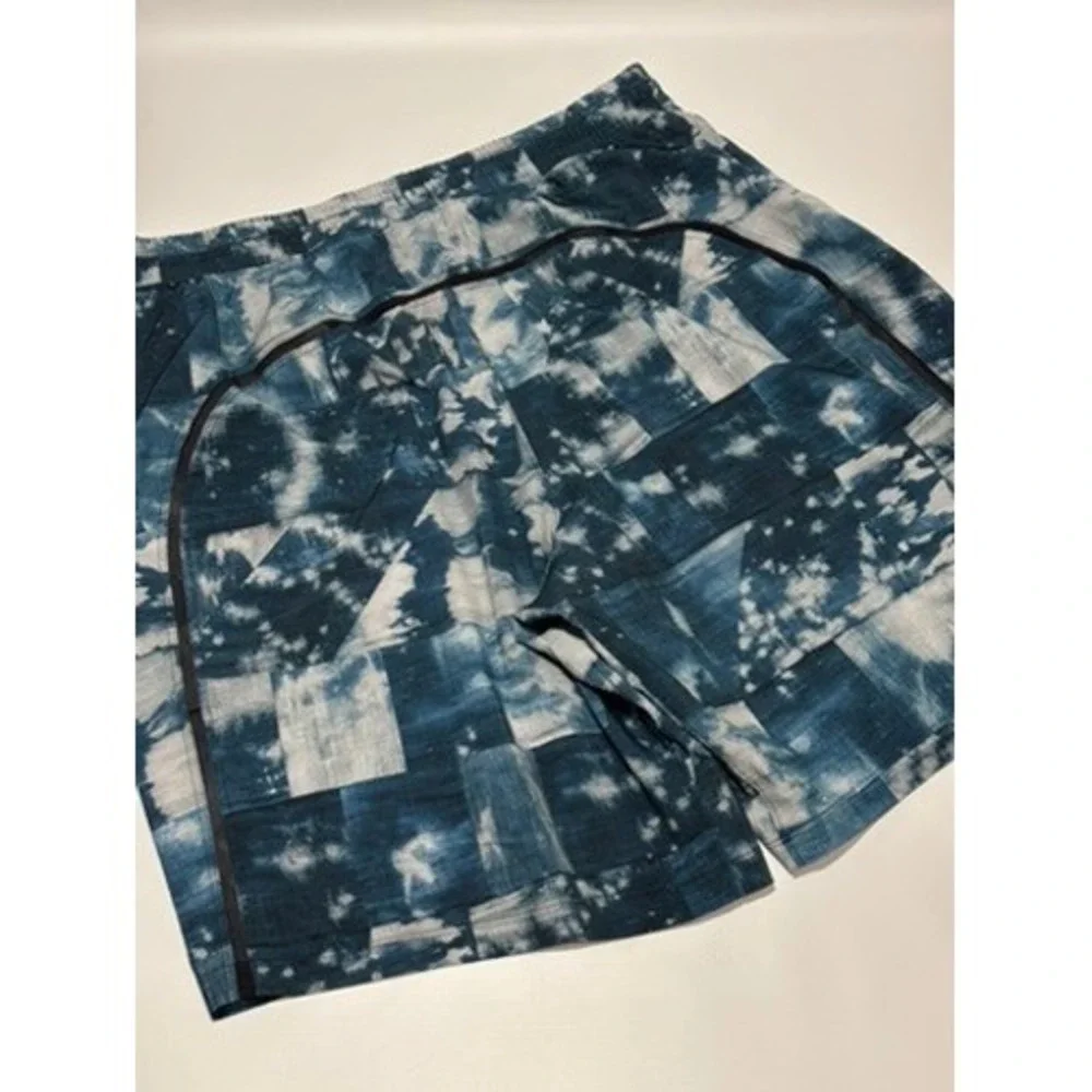 Lululemon Shorts Mens L Blue Tie Dye Patchwork Pace Breaker Lined Athletic 9" - Picture 2 of 9